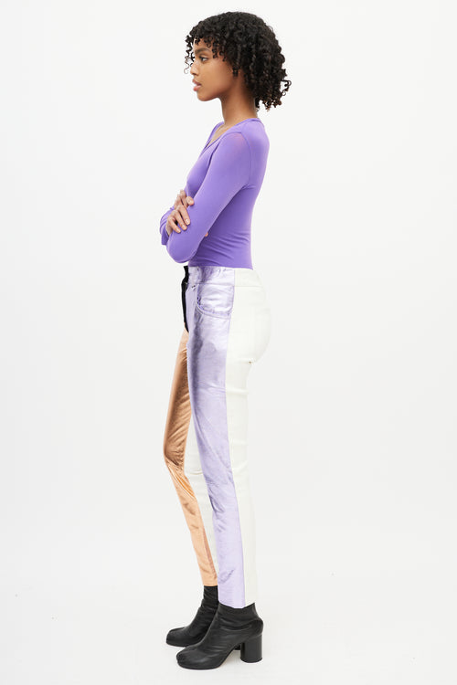 Haider Ackermann White & Multicolour Leather Pants