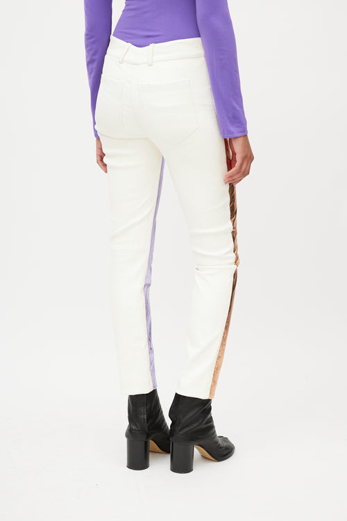 Haider Ackermann White & Multicolour Leather Pants