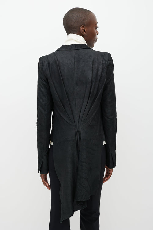 Haider Ackermann Black Leather Tailcoat Blazer
