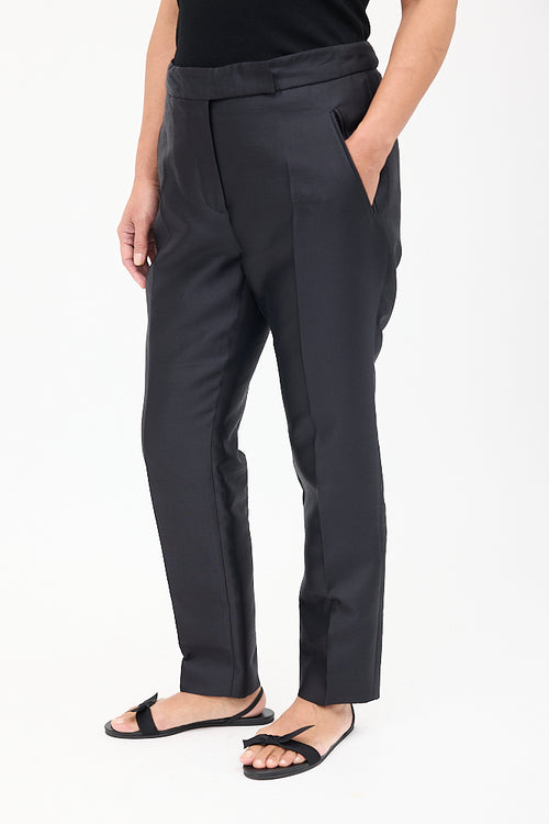 Haider Ackermann Black Wool & Silk Tapered Trouser