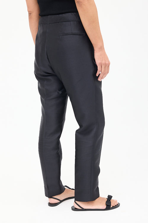 Haider Ackermann Black Wool & Silk Tapered Trouser