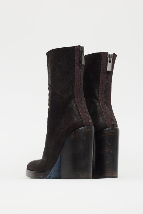 Haider Ackermann Brown Leather Block Heel Boot