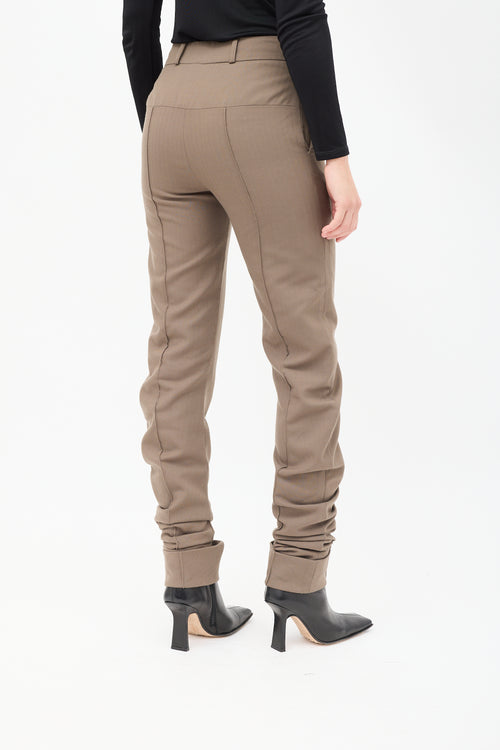 Haider Ackermann Brown Wool High Waist Curved Seam Trouser