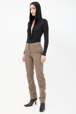 Haider Ackermann Brown Wool High Waist Curved Seam Trouser