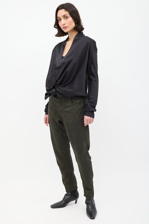 Haider Ackermann Green Pinstripe Tapered Trouser