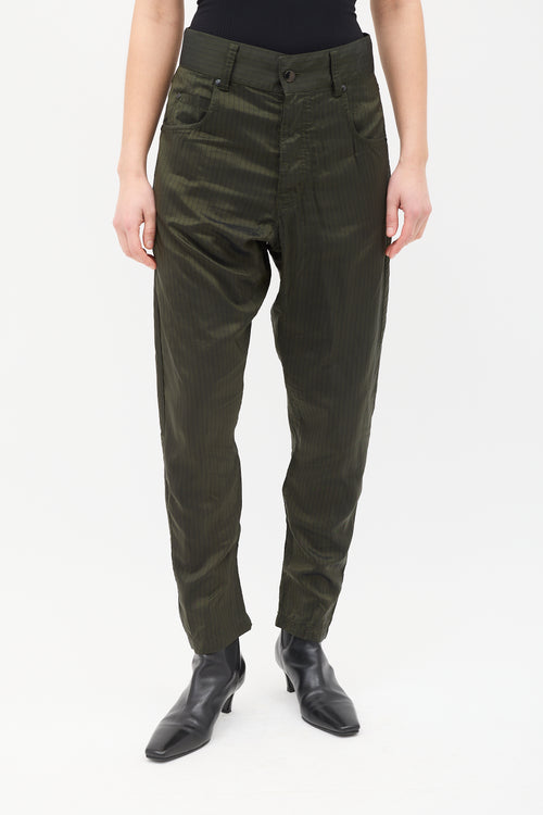 Haider Ackermann Green Pinstripe Tapered Trouser