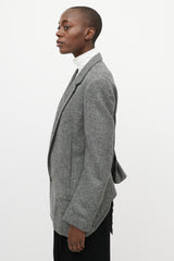 Haider Ackermann Grey Wool High Low Back Blazer