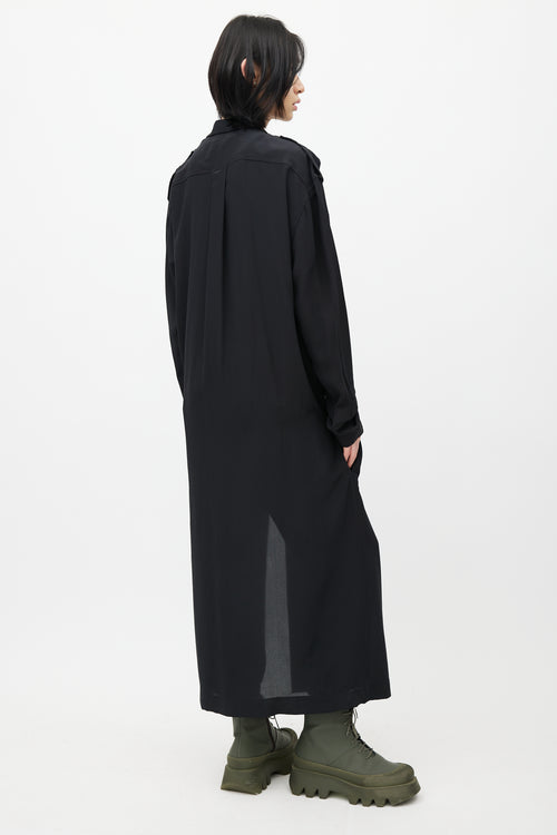 Haider Ackermann Black Silk Wrap Long Shirt