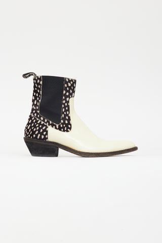 Haider Ackermann Cream & Black Patent Chelsea Boot