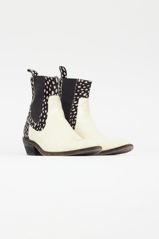 Haider Ackermann Cream & Black Patent Chelsea Boot