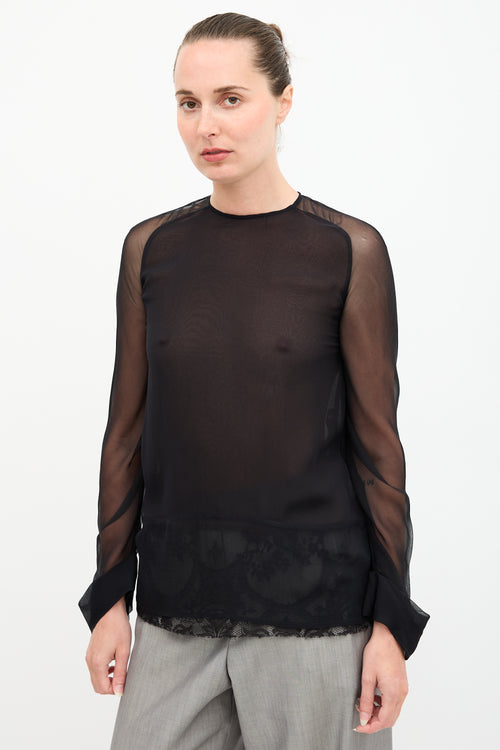 Haider Ackermann Silk & Lace Top