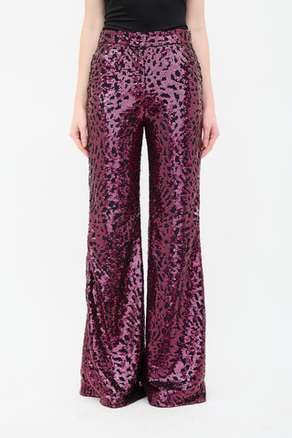 Halpern Abstract Sequin Flared Trouser