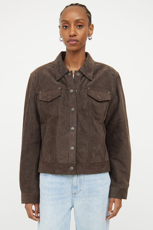 Harley Davidson Brown Suede Snap Jacket