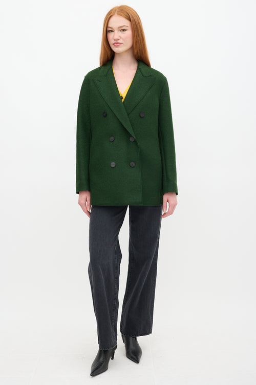 Harris Wharf London Green Pressed Wool Long Pea Coat