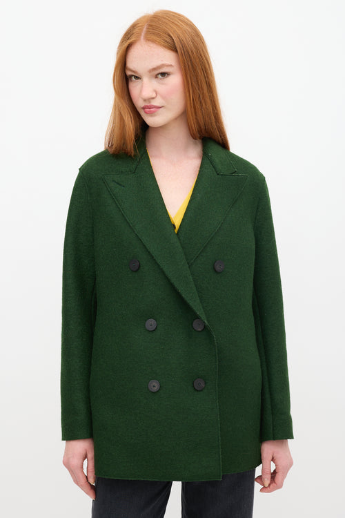 Harris Wharf London Green Pressed Wool Long Pea Coat