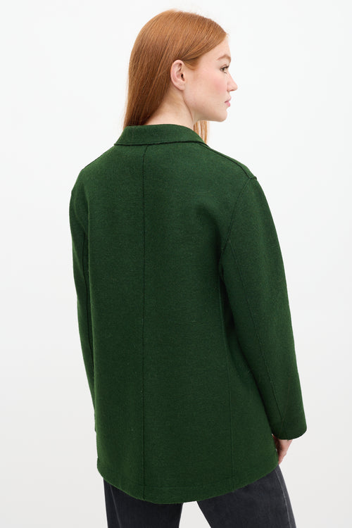 Harris Wharf London Green Pressed Wool Long Pea Coat