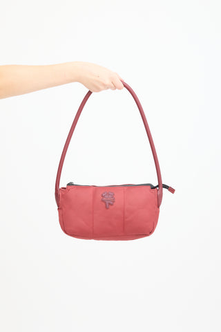 Heaven Red Nylon Puffy Quilted Shoulder Bag