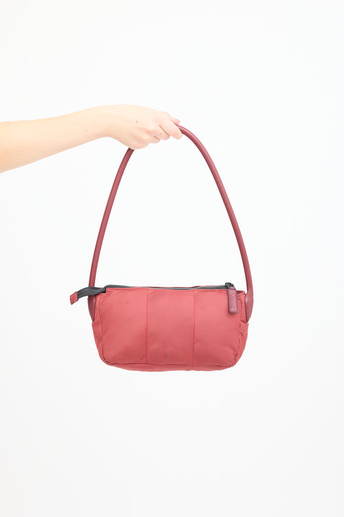 Heaven Red Nylon Puffy Quilted Shoulder Bag