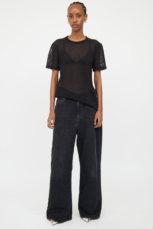 Helmut Lang Black Mesh Logo T-Shirt