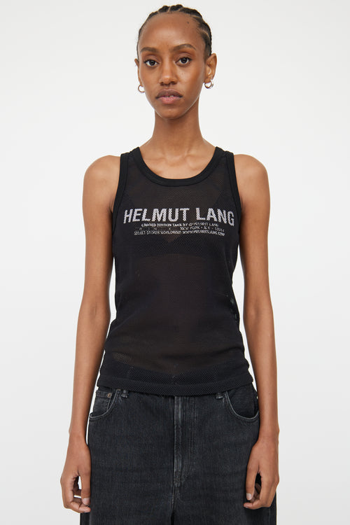 Helmut Lang Black Mesh Logo Tank Top