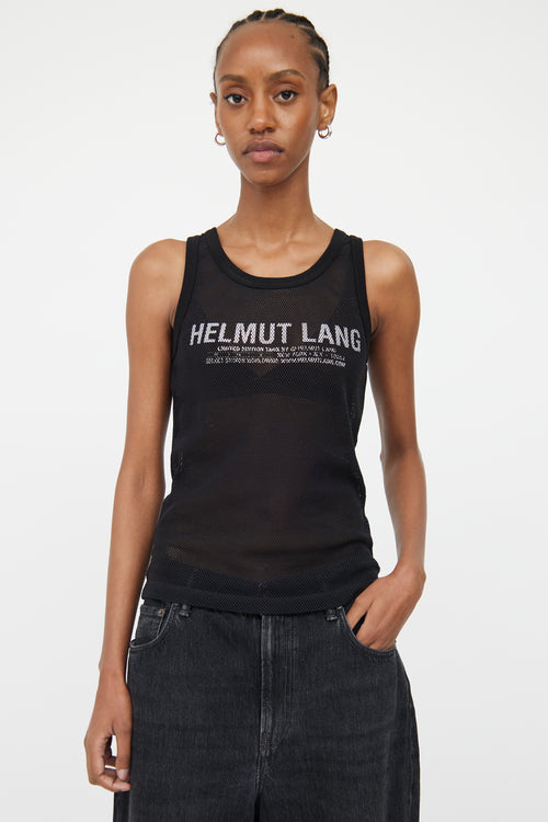 Helmut Lang Black Mesh Logo Tank Top