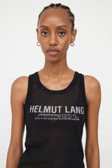 Helmut Lang Black Mesh Logo Tank Top