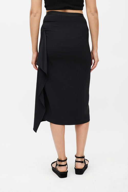 Helmut Lang Black Asymmetrical Ruffled Skirt