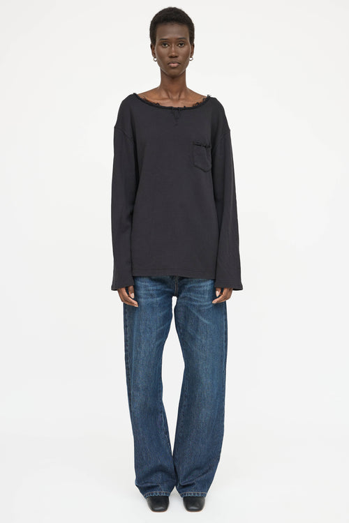 Helmut Lang Cotton Frayed Sweater