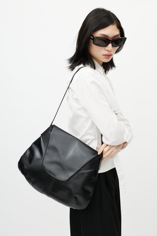Helmut Lang Black Folded Leather Flap Bag