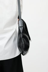 Helmut Lang Black Folded Leather Flap Bag