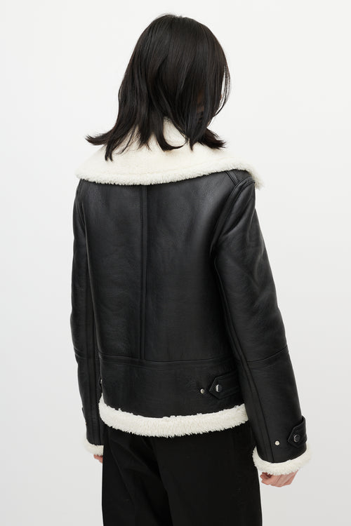 Helmut Lang Black Leather Shearling Jacket