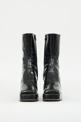 Helmut Lang Black Patent Platform Boot