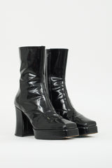 Helmut Lang Black Patent Platform Boot