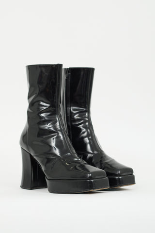 Helmut Lang Black Patent Platform Boot