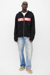 Helmut Lang Black & Red Logo Zip Up Hoodie