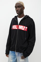 Helmut Lang Black & Red Logo Zip Up Hoodie