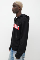 Helmut Lang Black & Red Logo Zip Up Hoodie