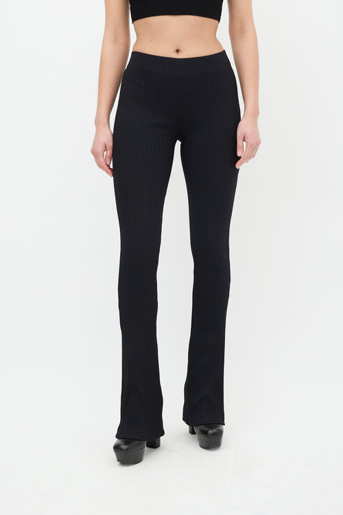 Helmut Lang Black Ribbed Flare High Waist Legging