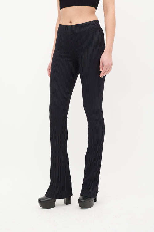 Helmut Lang Black Ribbed Flare High Waist Legging