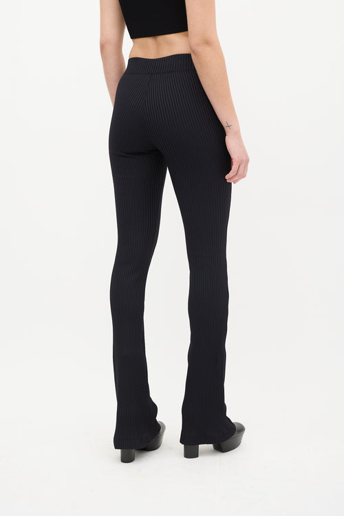 Helmut Lang Black Ribbed Flare High Waist Legging