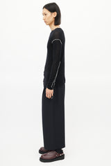 Helmut Lang Black & White Fringe Cashmere Knit Sweater