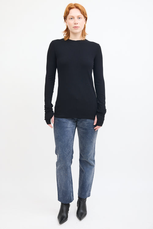 Helmut Lang Black Ribbed Long Sleeve Top