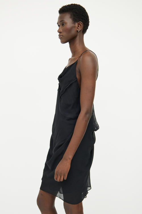 Helmut Lang Black Asymmetrical Shoulder Dress