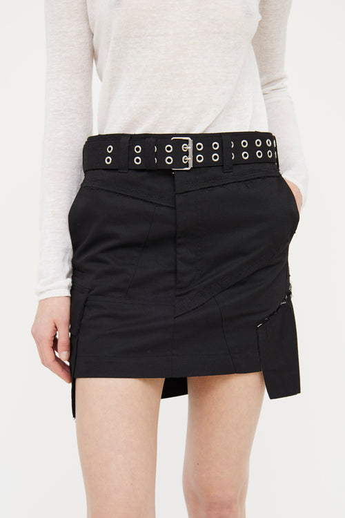 Helmut Lang Black Belted Military Mini Skirt