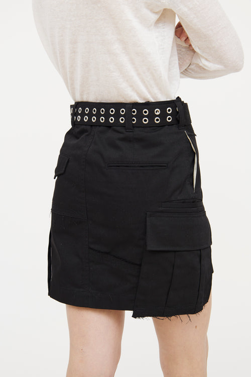 Helmut Lang Black Belted Military Mini Skirt