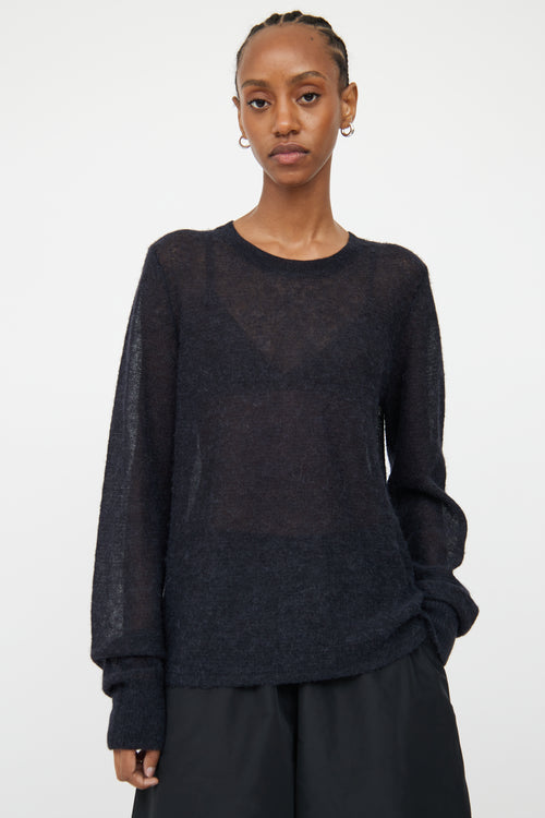 Helmut Lang Black Sheer Knit Sweater