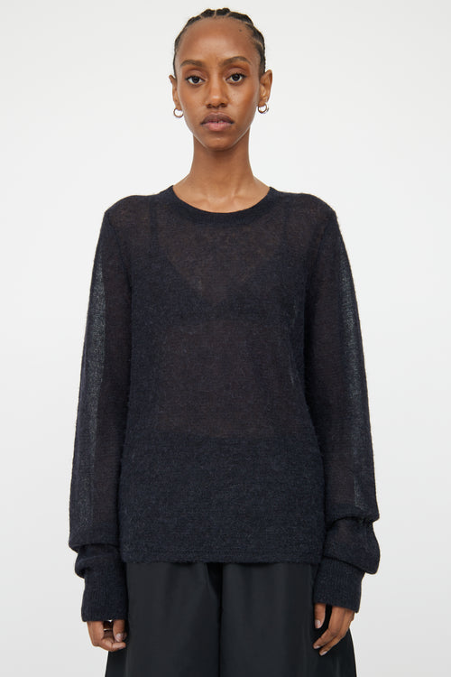 Helmut Lang Black Sheer Knit Sweater