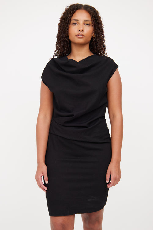 Helmut Lang Black Side Zip Midi Dress