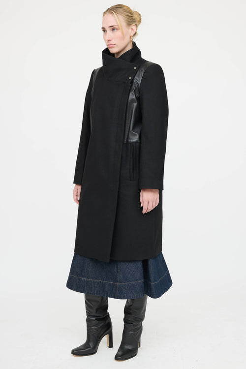 Helmut Lang Wool Fur Trim Coat