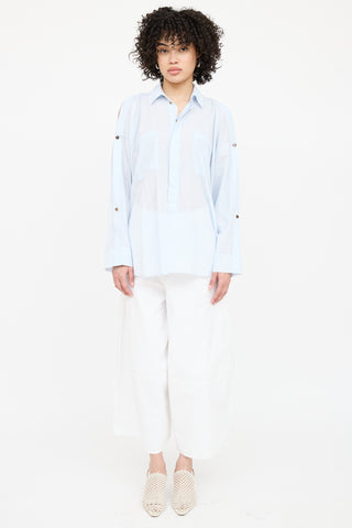 Helmut Lang Cold Shoulder Button Up Top